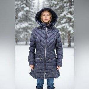 Karen Millen Navy Quilted Down Puffer Coat 💙